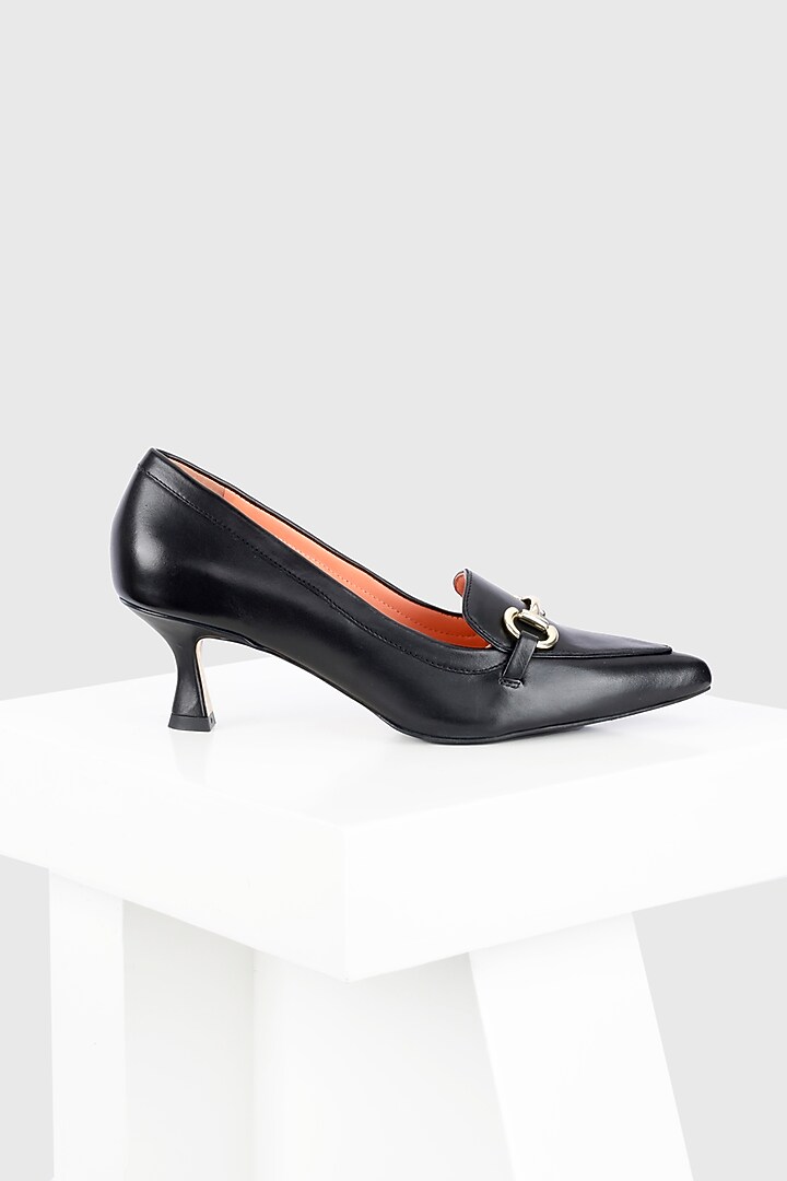 Black Leather Court Shoes by Oroh at Pernia's Pop Up Shop