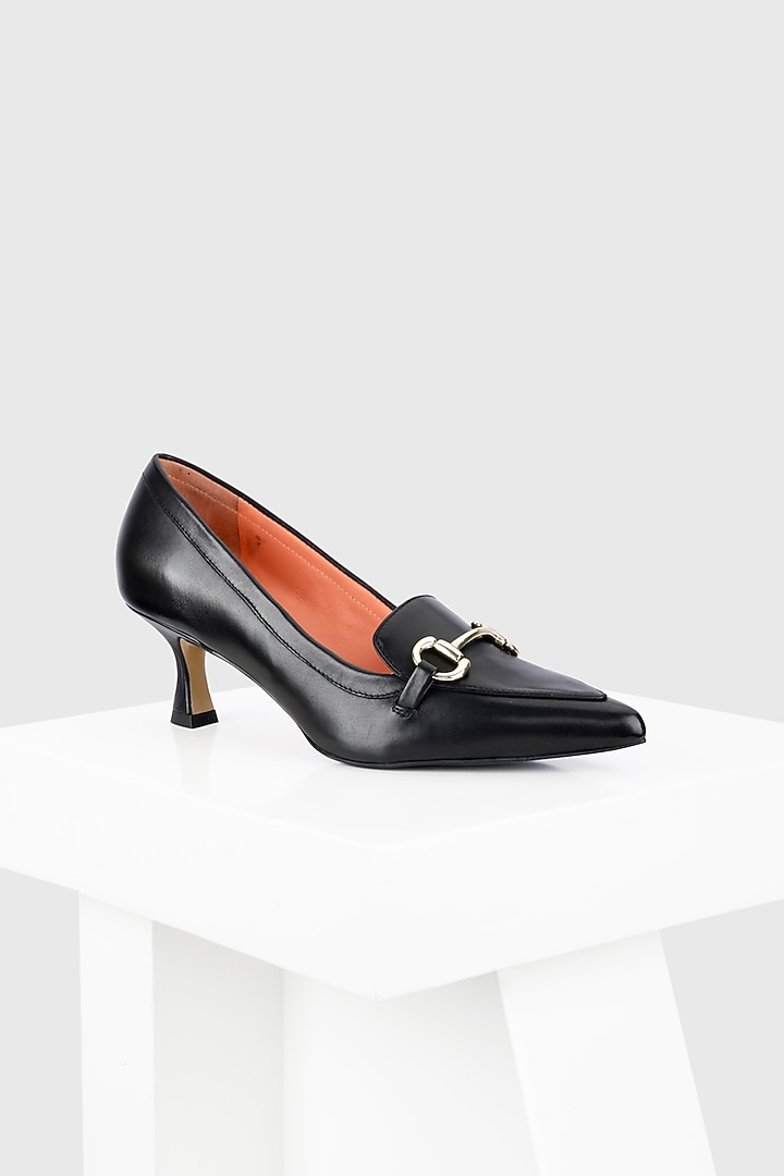 Black Leather Court Shoes by Oroh at Pernia's Pop Up Shop