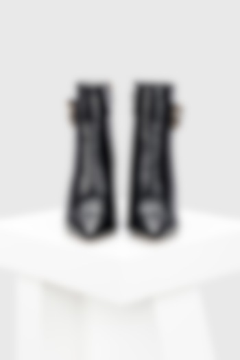 Black Genuine Leather Ankle-Length Boots by Oroh at Pernia's Pop Up Shop
