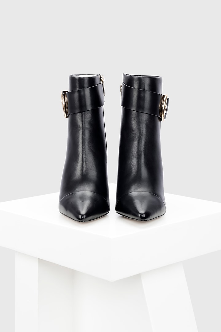 Black Genuine Leather Ankle-Length Boots by Oroh at Pernia's Pop Up Shop
