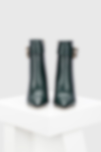 Green Genuine Leather Ankle-Length Boots by Oroh at Pernia's Pop Up Shop