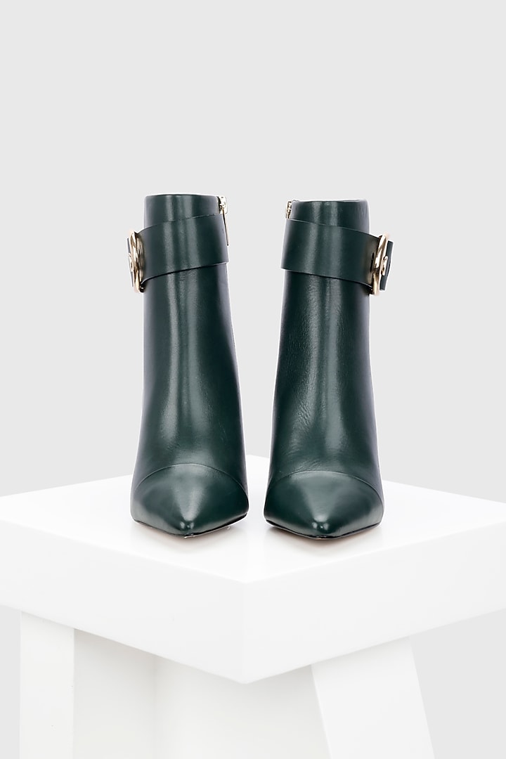 Green Genuine Leather Ankle-Length Boots by Oroh at Pernia's Pop Up Shop