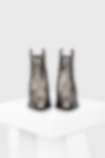 Gold Genuine Leather Ankle-Length Boots by Oroh at Pernia's Pop Up Shop