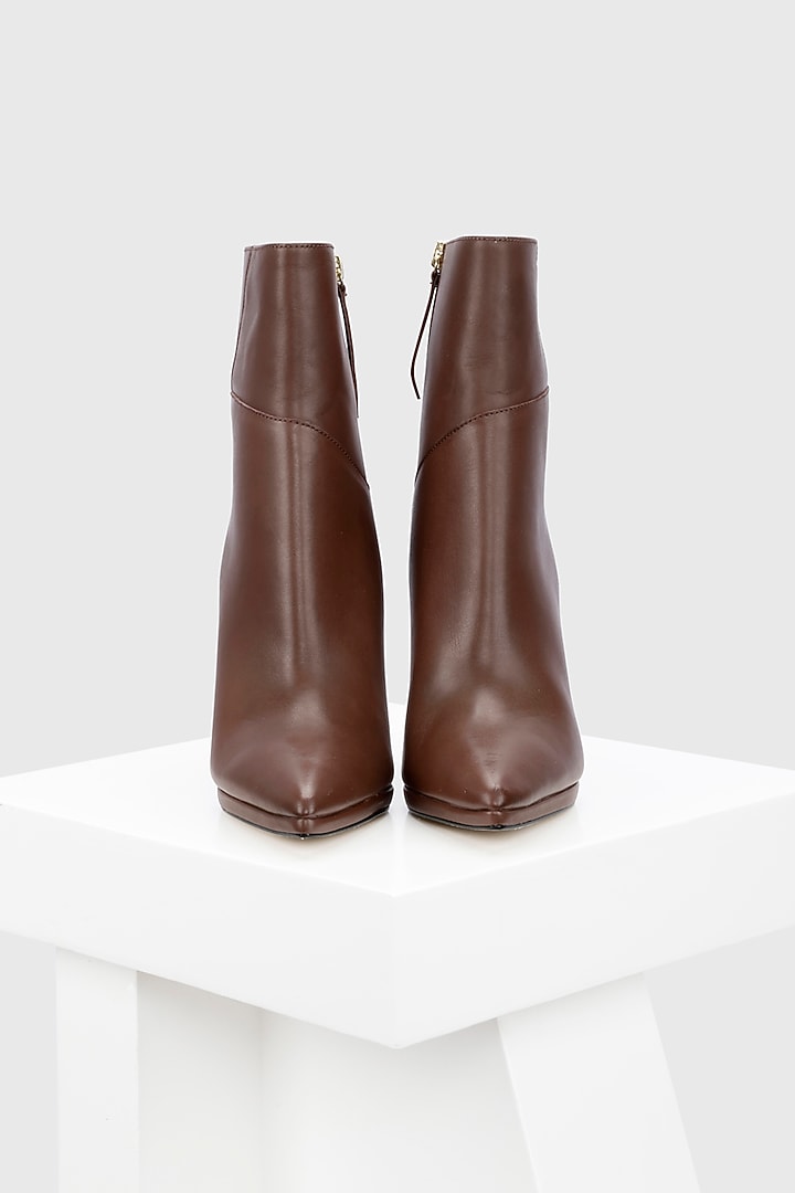 Brown Genuine Leather Ankle-Length Boots by Oroh at Pernia's Pop Up Shop