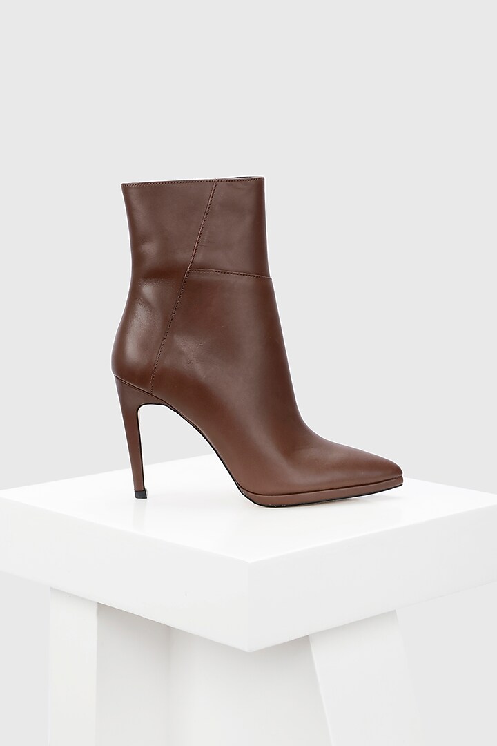 Brown Genuine Leather Ankle-Length Boots by Oroh at Pernia's Pop Up Shop