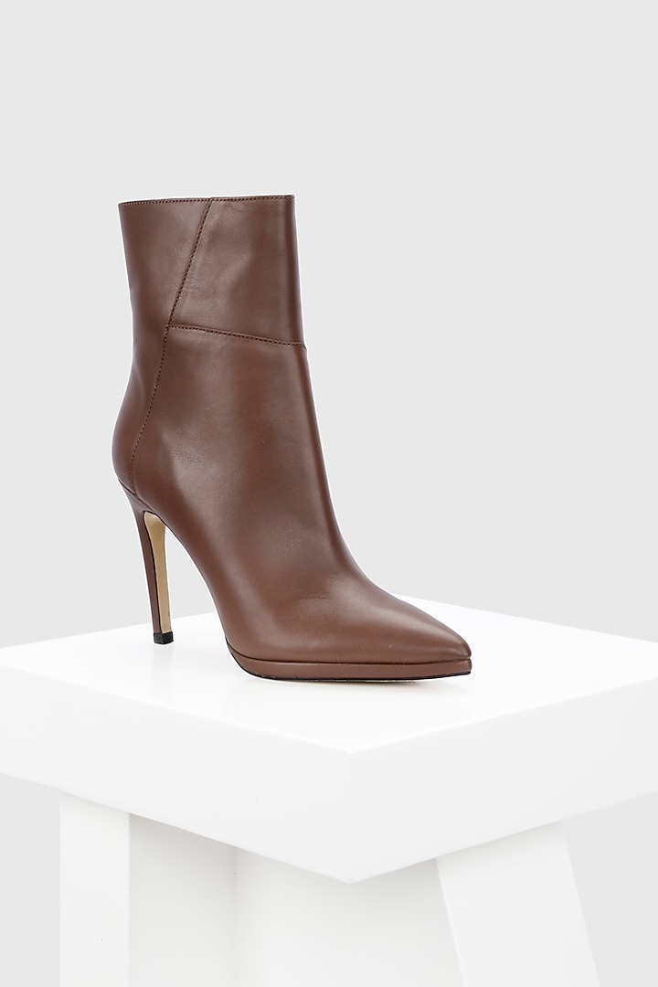 Brown Genuine Leather Ankle-Length Boots by Oroh at Pernia's Pop Up Shop