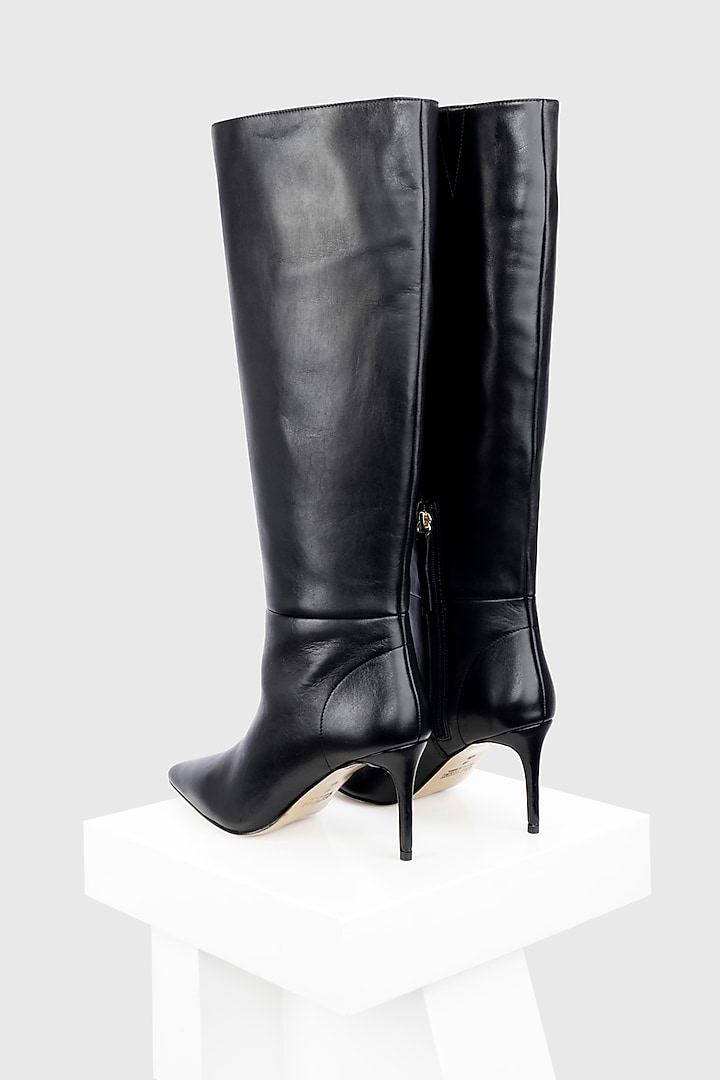 Black Genuine Leather Long Boots by Oroh at Pernia's Pop Up Shop