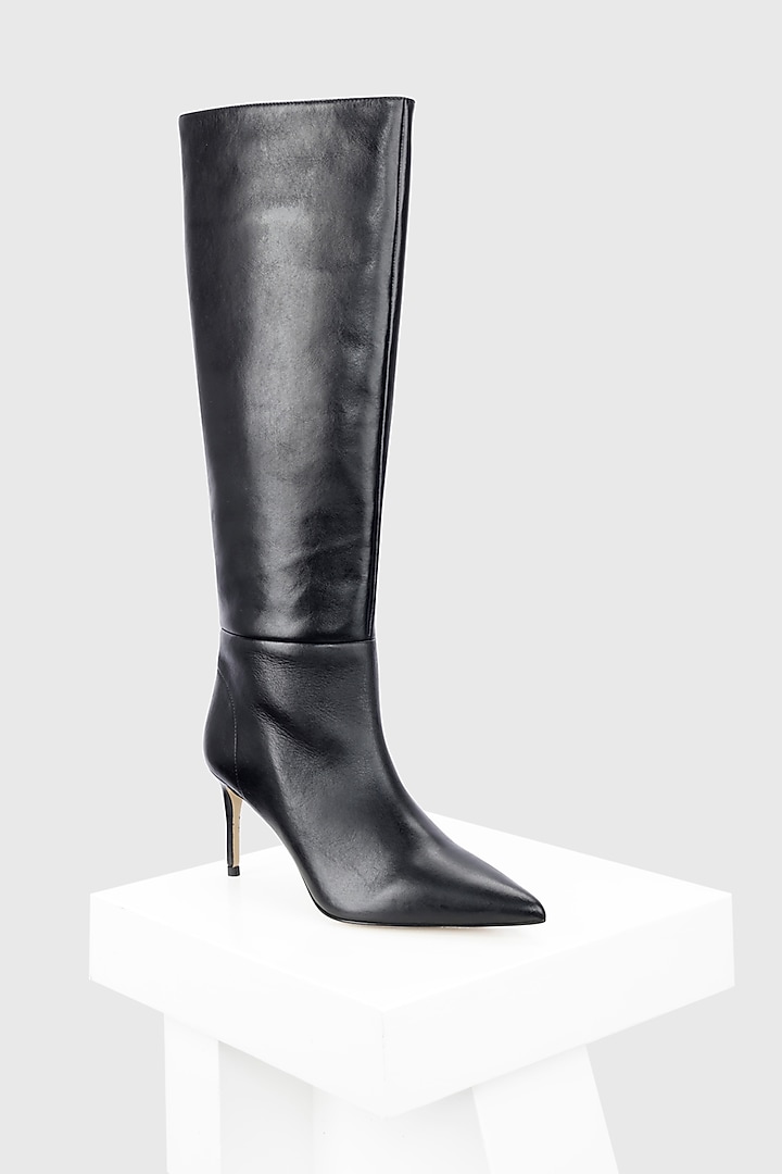 Black Genuine Leather Long Boots by Oroh at Pernia's Pop Up Shop