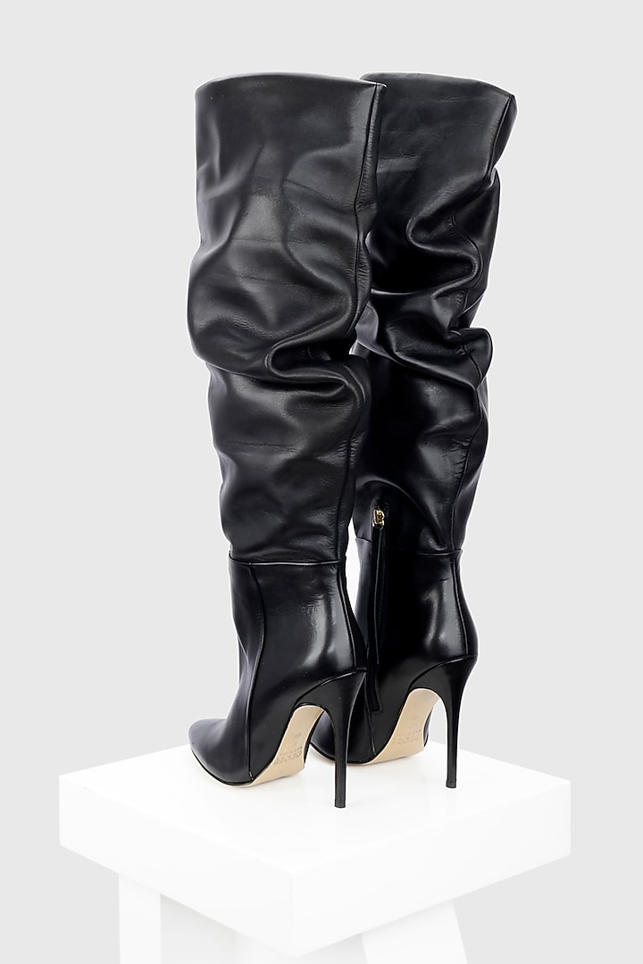 Black Genuine Leather Long Boots by Oroh at Pernia's Pop Up Shop