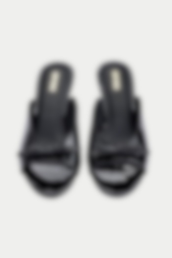 Black Genuine Leather Bow Mules by Oroh at Pernia's Pop Up Shop