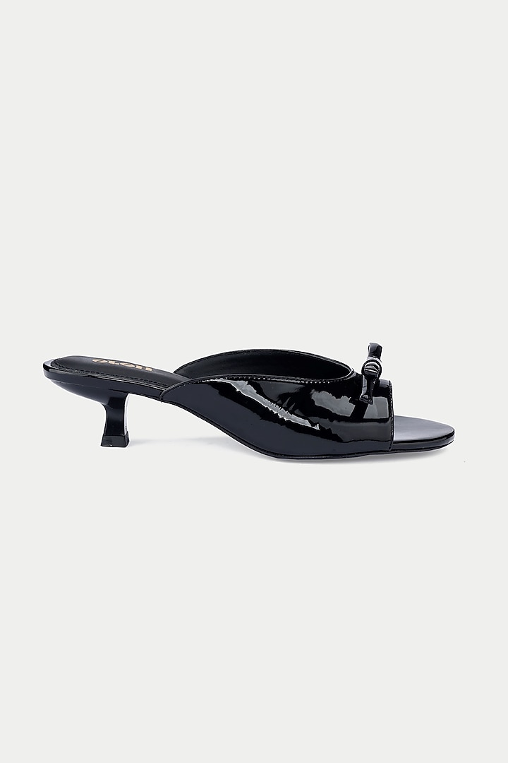 Black Genuine Leather Bow Mules by Oroh at Pernia's Pop Up Shop