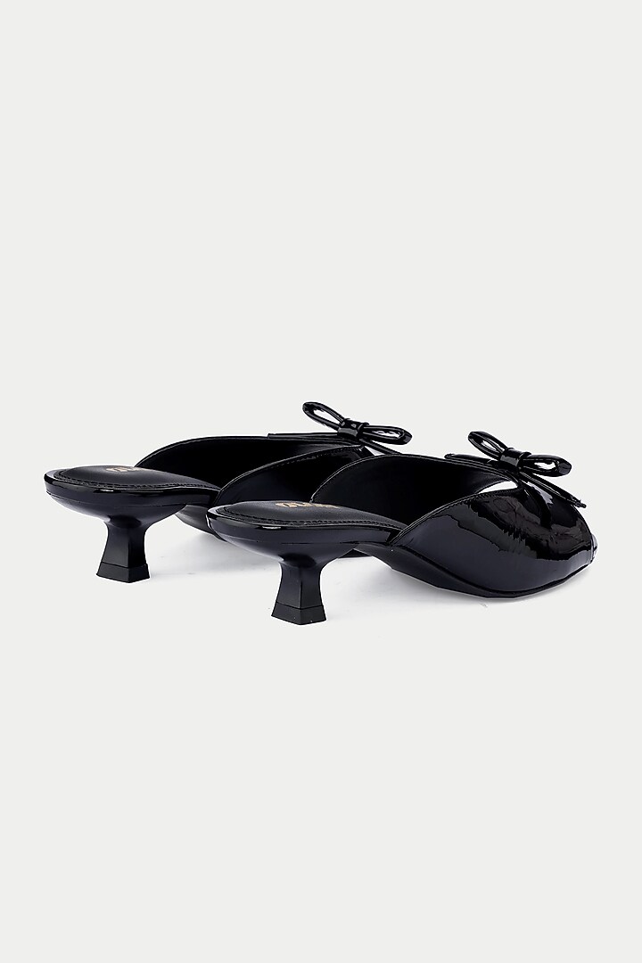 Black Genuine Leather Bow Mules by Oroh at Pernia's Pop Up Shop