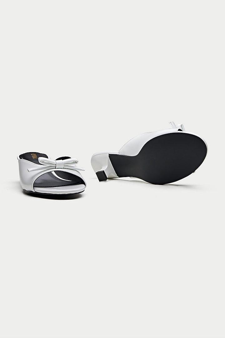 White Genuine Leather Bow Mules by Oroh at Pernia's Pop Up Shop
