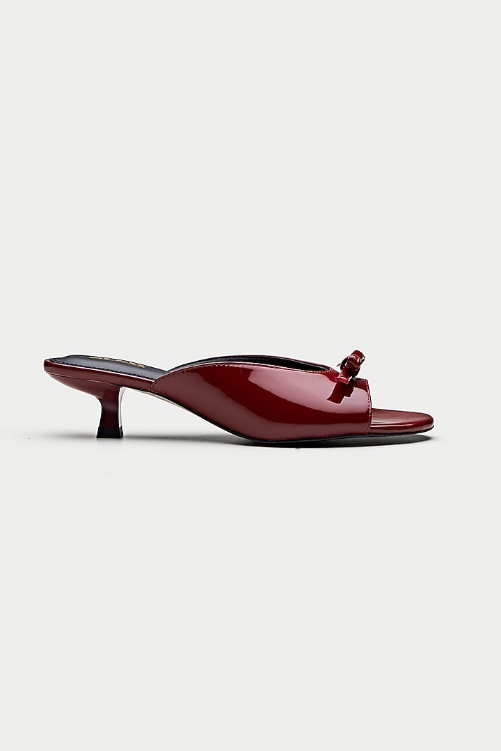 Maroon Genuine Leather Bow Mules by Oroh at Pernia's Pop Up Shop