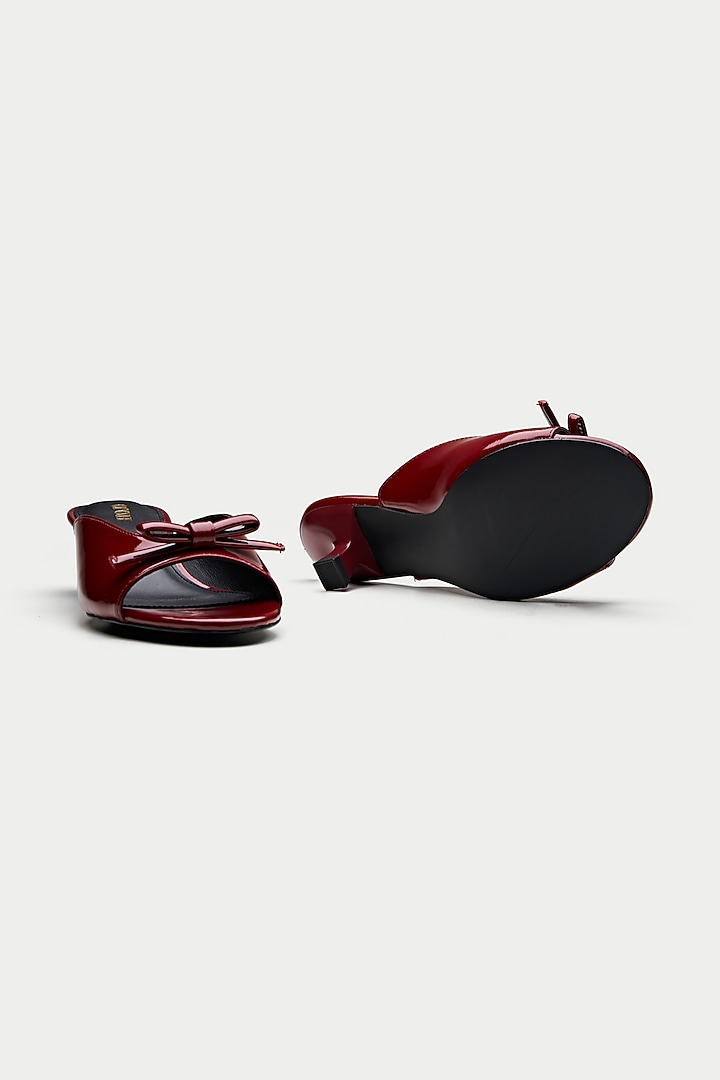 Maroon Genuine Leather Bow Mules by Oroh at Pernia's Pop Up Shop