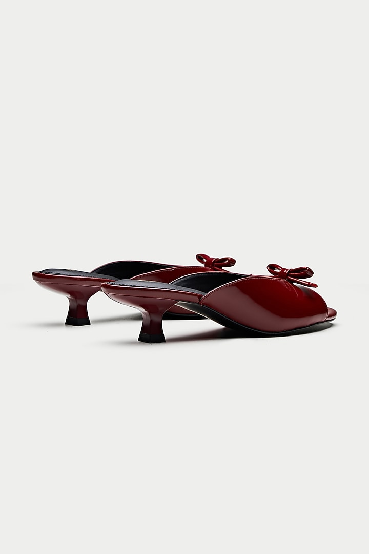 Maroon Genuine Leather Bow Mules by Oroh at Pernia's Pop Up Shop