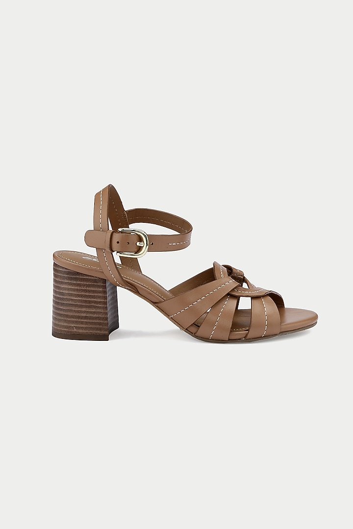 Tan Brown Suede Criss-Cross Strappy Sandals by Oroh at Pernia's Pop Up Shop