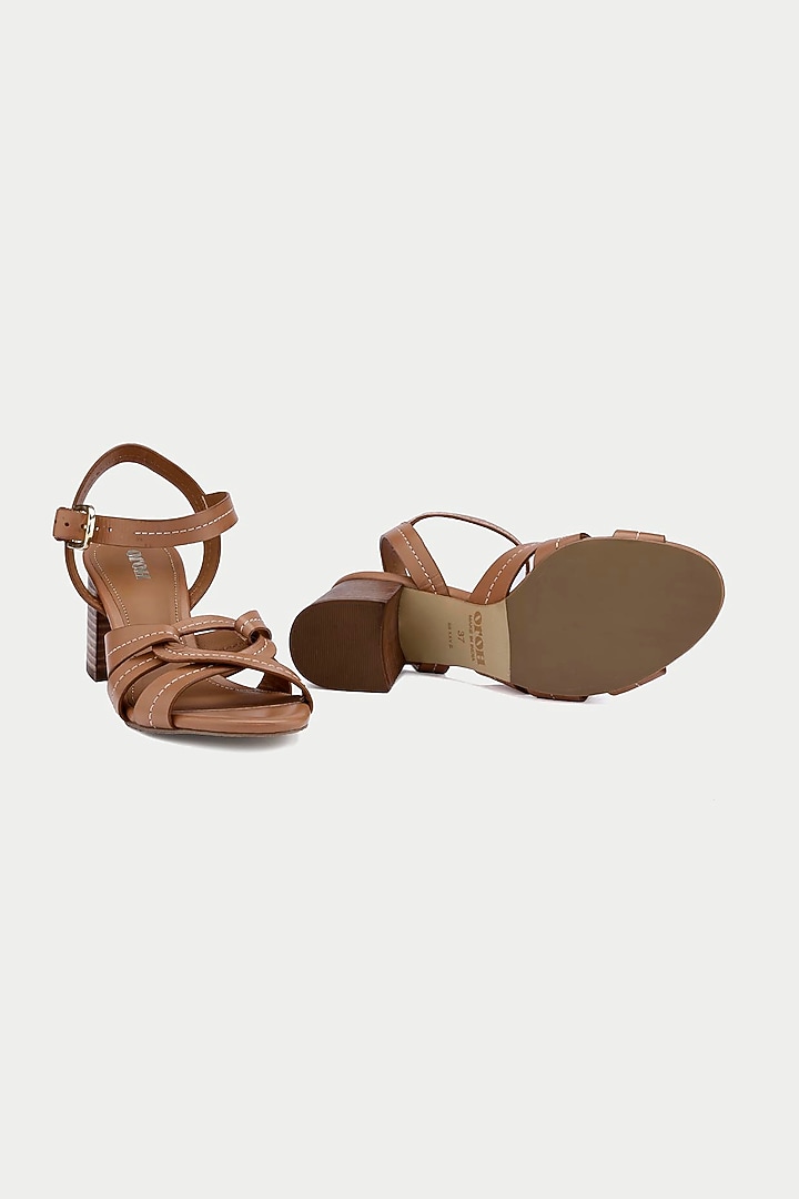 Tan Brown Suede Criss-Cross Strappy Sandals by Oroh at Pernia's Pop Up Shop