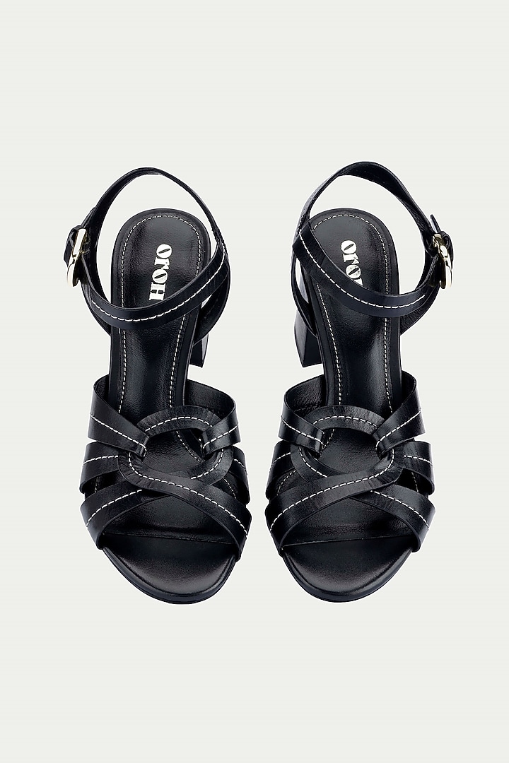 Black Suede Criss-Cross Strappy Sandals by Oroh at Pernia's Pop Up Shop