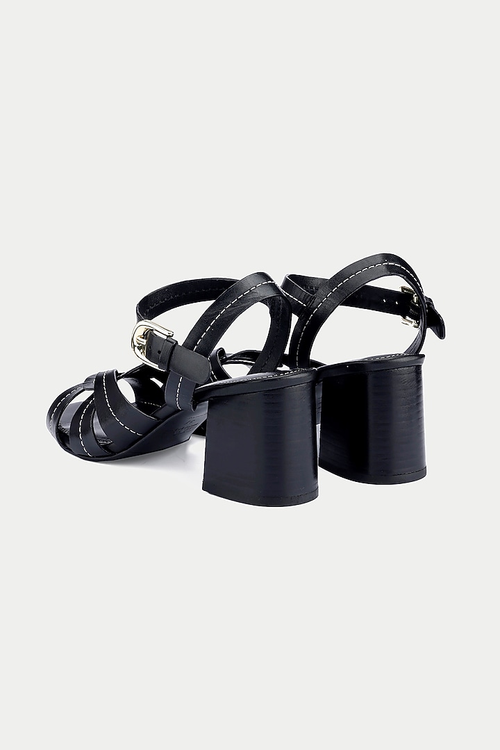 Black Suede Criss-Cross Strappy Sandals by Oroh at Pernia's Pop Up Shop
