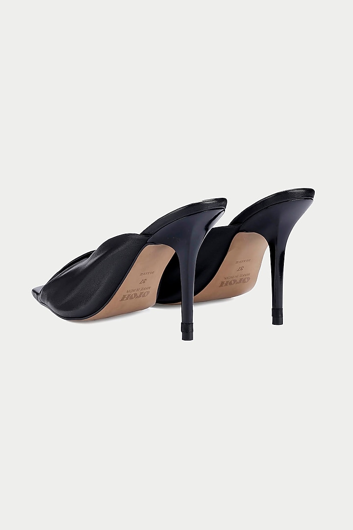 Black Genuine Leather Draped Sandals by Oroh at Pernia's Pop Up Shop