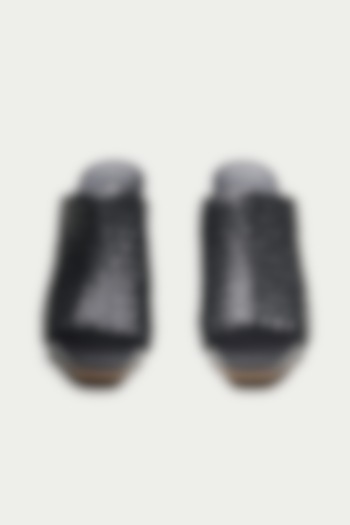 Black Genuine Leather Wedges by Oroh at Pernia's Pop Up Shop
