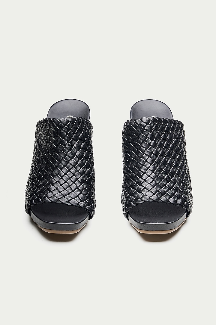 Black Genuine Leather Wedges by Oroh at Pernia's Pop Up Shop