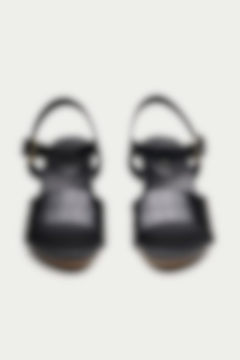 Black Genuine Leather Wedges by Oroh at Pernia's Pop Up Shop