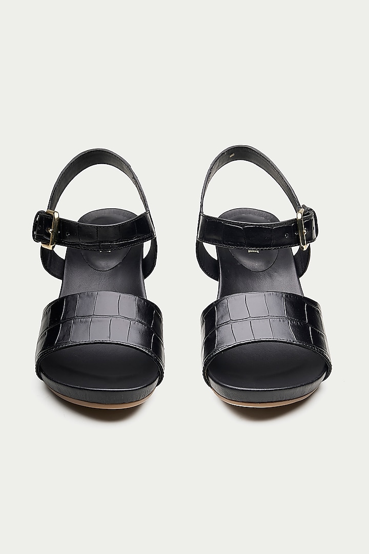 Black Genuine Leather Wedges by Oroh at Pernia's Pop Up Shop