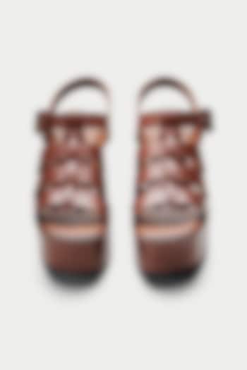 Brown Genuine Leather Platform Sandals by Oroh at Pernia's Pop Up Shop