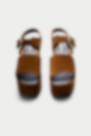 Tan Brown Genuine Leather Platform Sandals by Oroh at Pernia's Pop Up Shop