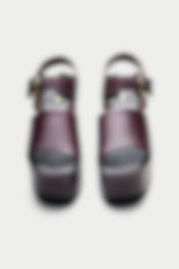 Maroon Genuine Leather Platform Sandals by Oroh at Pernia's Pop Up Shop
