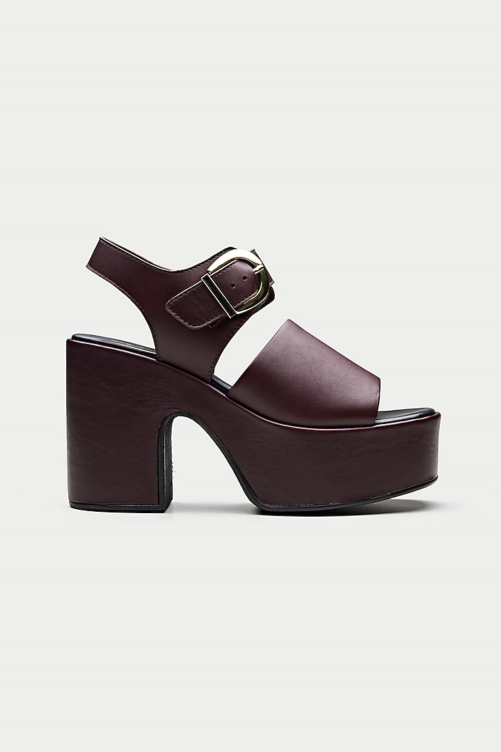 Maroon Genuine Leather Platform Sandals by Oroh at Pernia's Pop Up Shop