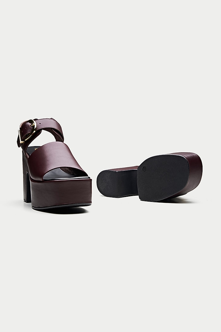 Maroon Genuine Leather Platform Sandals by Oroh at Pernia's Pop Up Shop