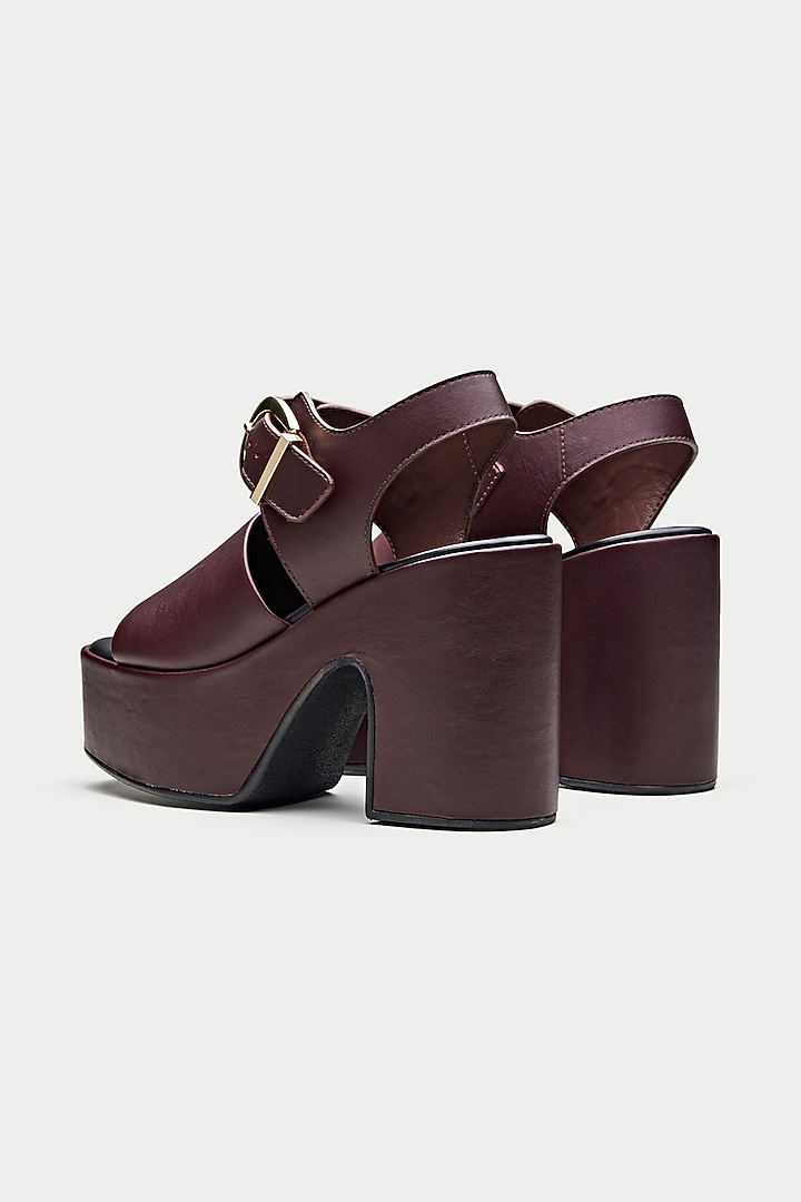 Maroon Genuine Leather Platform Sandals by Oroh at Pernia's Pop Up Shop