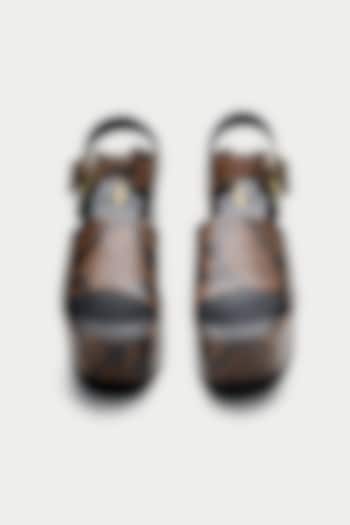 Brown Genuine Leather Platform Sandals by Oroh at Pernia's Pop Up Shop