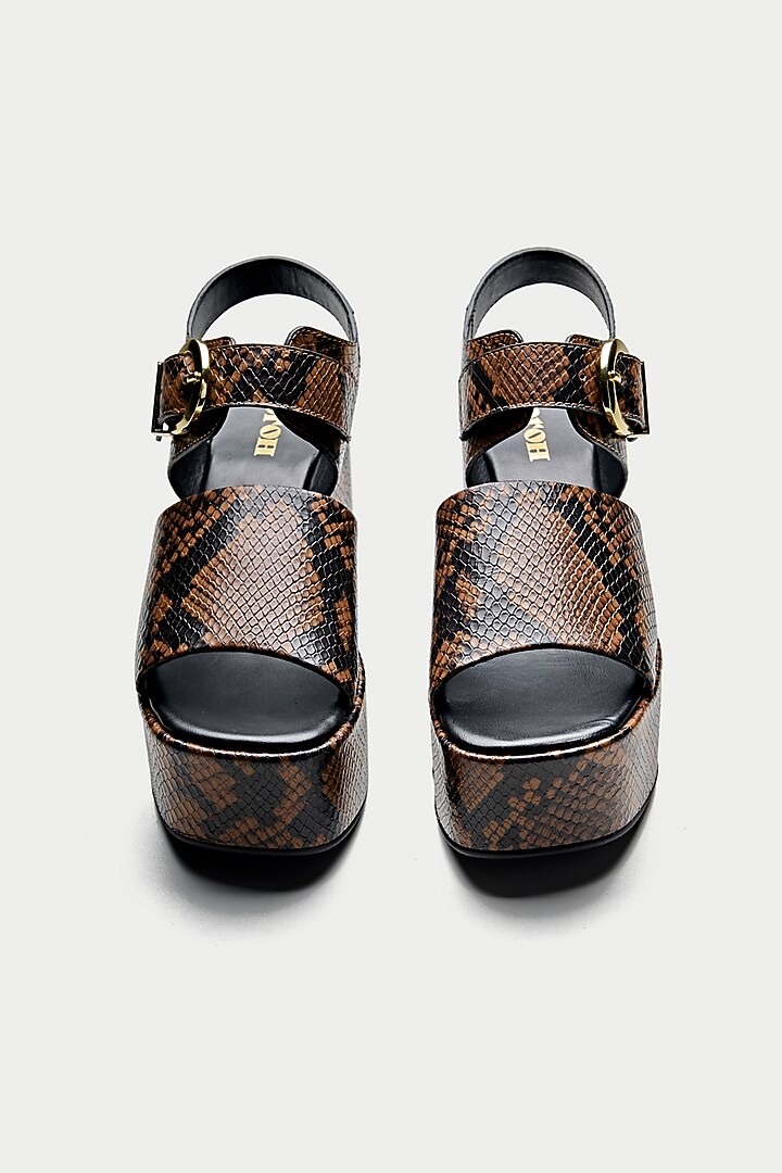 Brown Genuine Leather Platform Sandals by Oroh at Pernia's Pop Up Shop