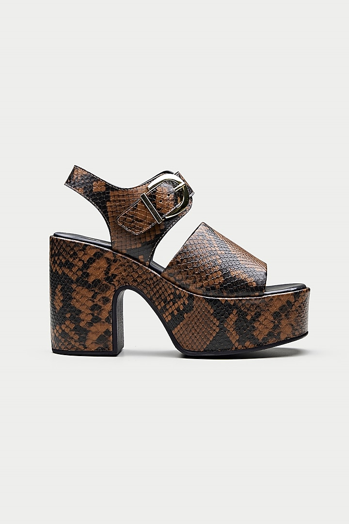 Brown Genuine Leather Platform Sandals by Oroh at Pernia's Pop Up Shop