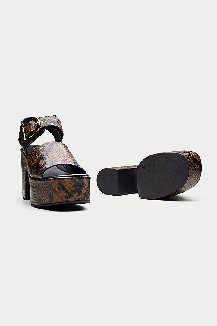 Brown Genuine Leather Platform Sandals by Oroh at Pernia's Pop Up Shop