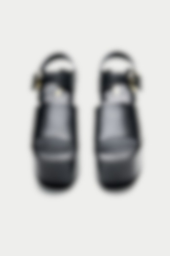 Black Genuine Leather Platform Sandals by Oroh at Pernia's Pop Up Shop