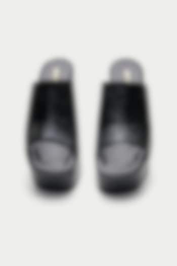 Black Genuine Leather Platform Sandals by Oroh at Pernia's Pop Up Shop