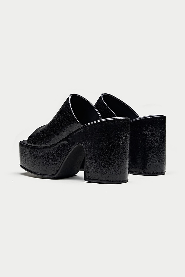 Black Genuine Leather Platform Sandals by Oroh at Pernia's Pop Up Shop