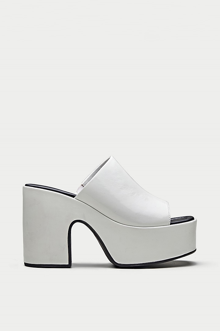 White Genuine Leather Platform Sandals by Oroh at Pernia's Pop Up Shop
