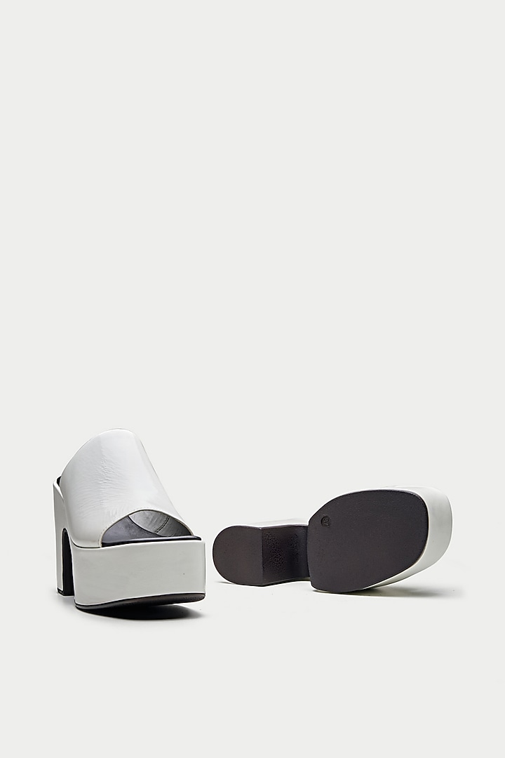 White Genuine Leather Platform Sandals by Oroh at Pernia's Pop Up Shop