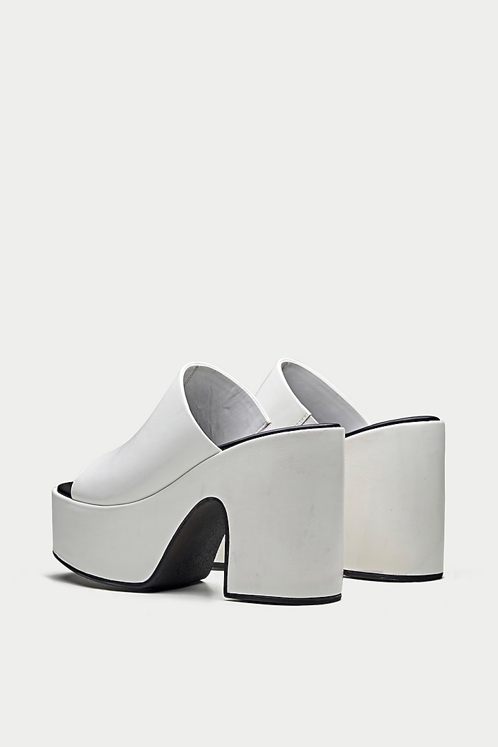 White Genuine Leather Platform Sandals by Oroh at Pernia's Pop Up Shop