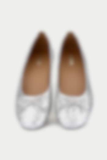 Silver Genuine Leather Ballerina Flats by Oroh at Pernia's Pop Up Shop