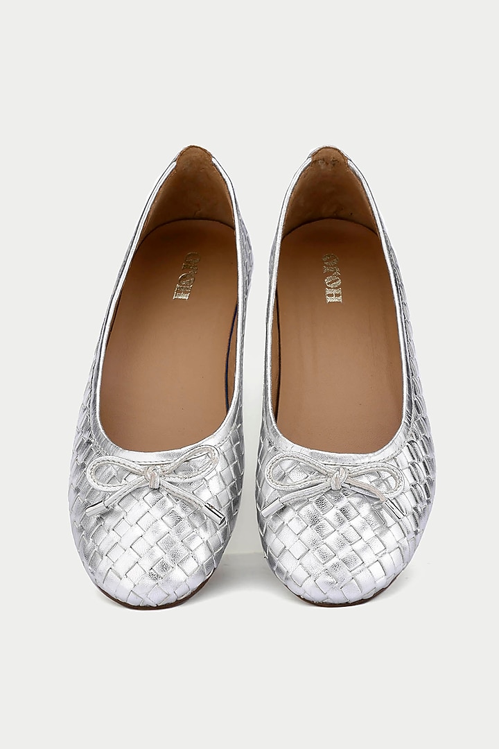 Silver Genuine Leather Ballerina Flats by Oroh at Pernia's Pop Up Shop