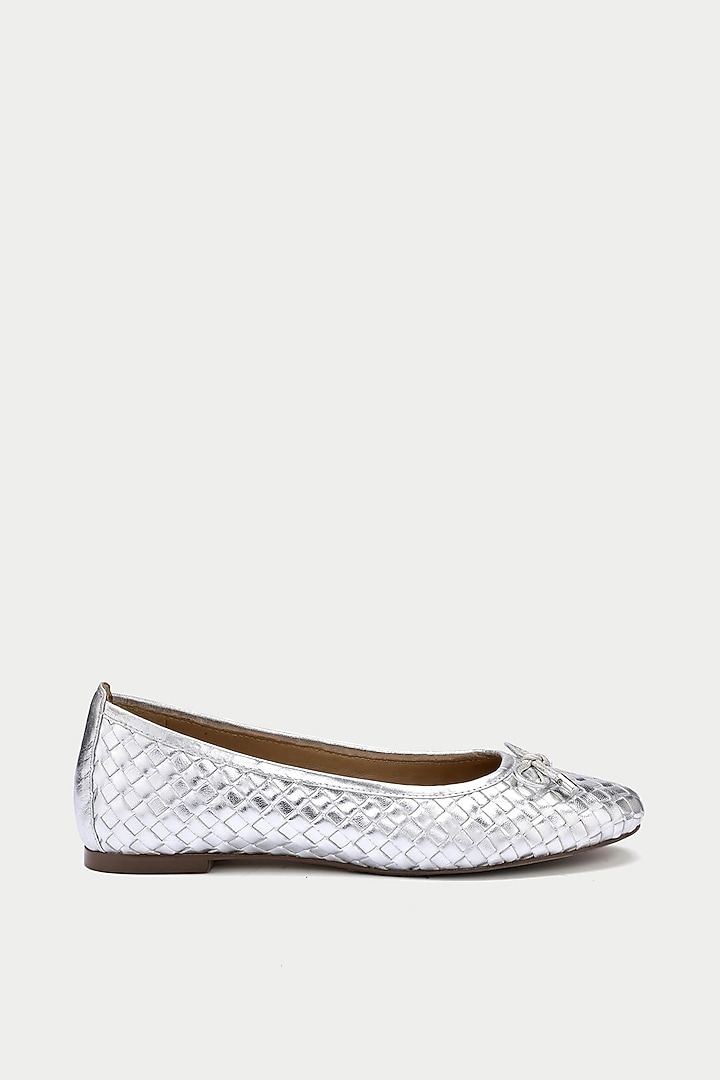 Silver Genuine Leather Ballerina Flats by Oroh at Pernia's Pop Up Shop