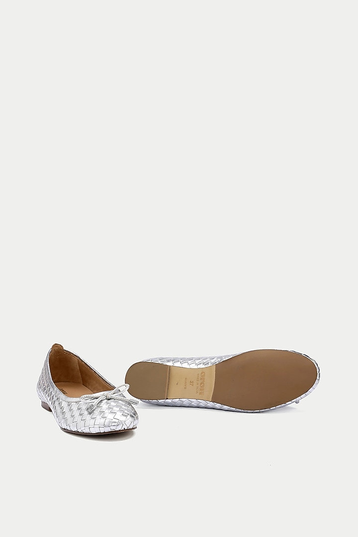 Silver Genuine Leather Ballerina Flats by Oroh at Pernia's Pop Up Shop