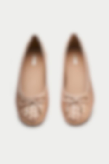 Rose Gold Genuine Leather Ballerina Flats by Oroh at Pernia's Pop Up Shop